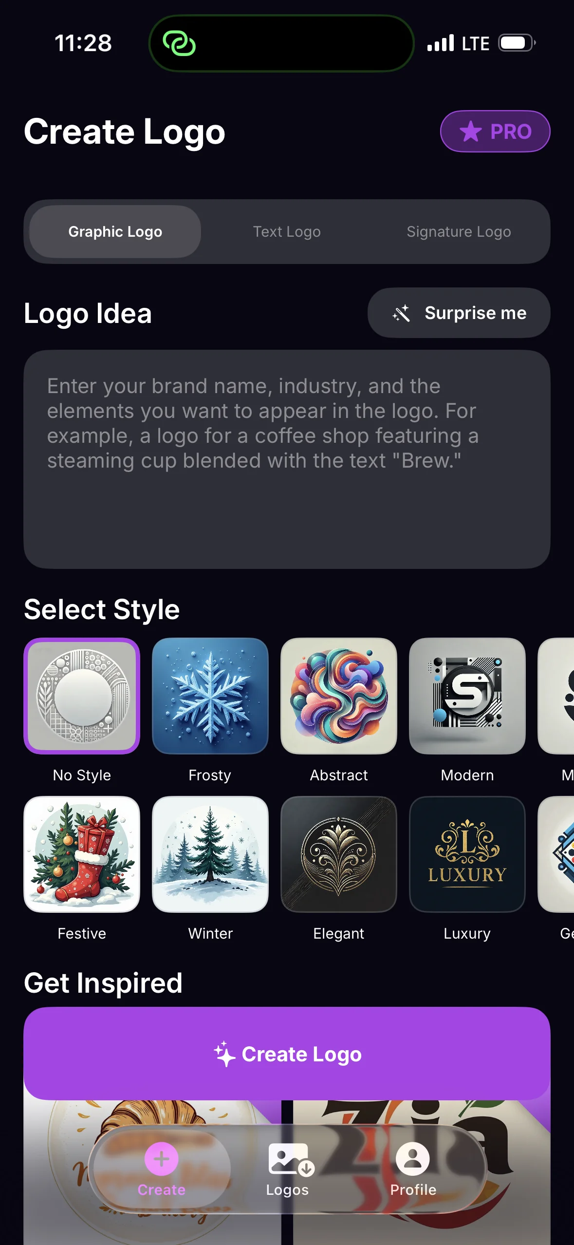 Simple logo creation interface