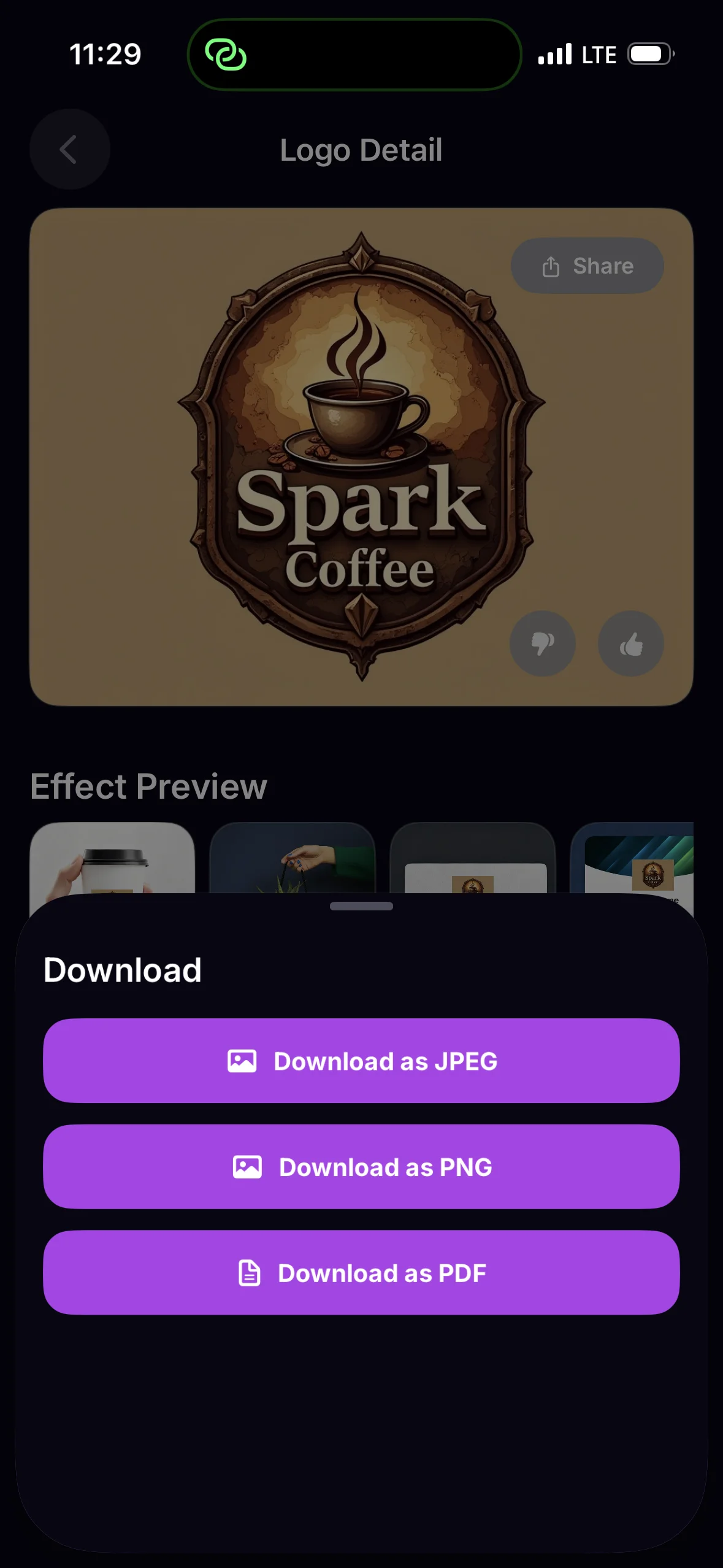Export options and download formats